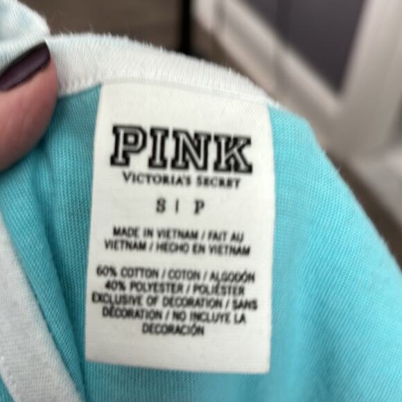 Victoria’s Secret Light Blue Racerback Tank with White Trim and Scoop Neck Sz Sm - Picture 7 of 9